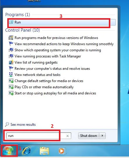 Mở hộp thoại Run để bắt đầu quá trình kiểm tra kết nối mạng lan