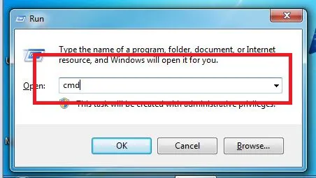 Nhập lệnh cmd vào hộp thoại Run