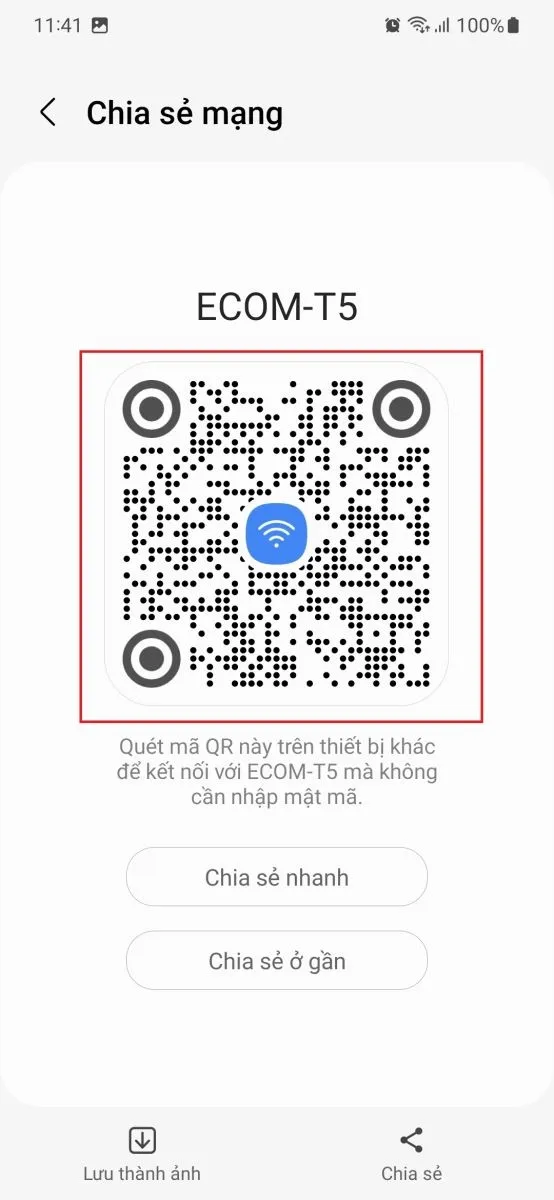 Mã QR hiển thị rõ ràng trên màn hình điện thoại