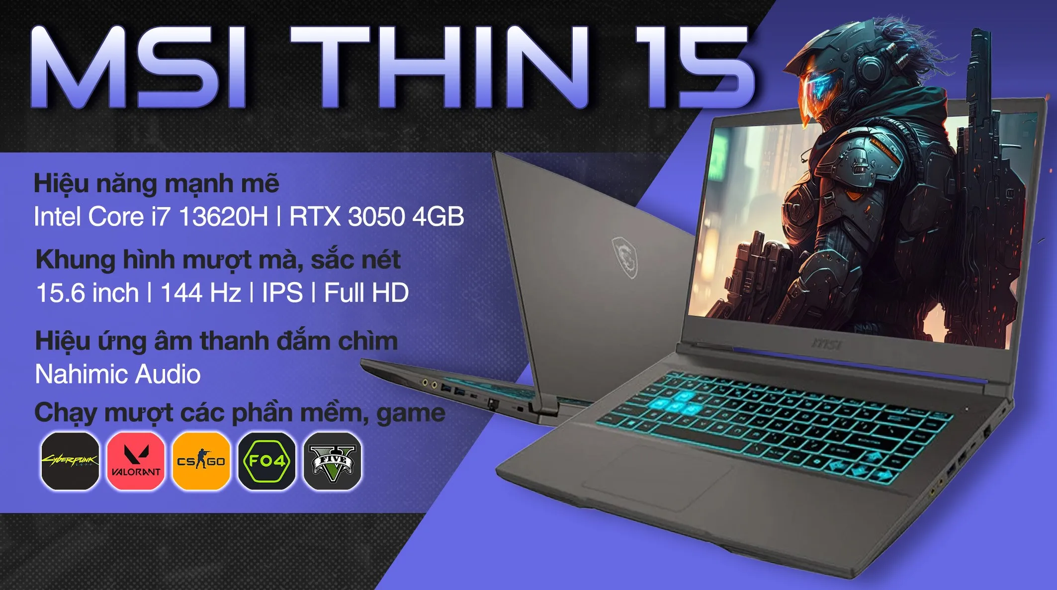 MSI Thin 15 B13UC cấu hình i7 mạnh mẽ vượt trội