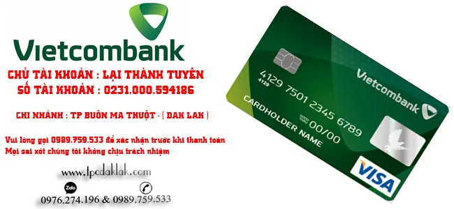 Thông tin chuyển khoản ngân hàng Vietcombank