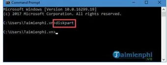 Gõ lệnh diskpart trong CMD