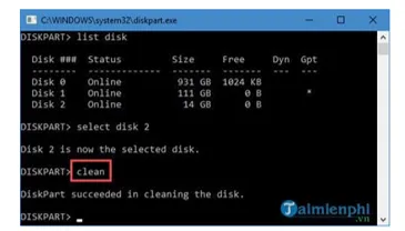Lệnh làm sạch ổ cứng hoàn toàn