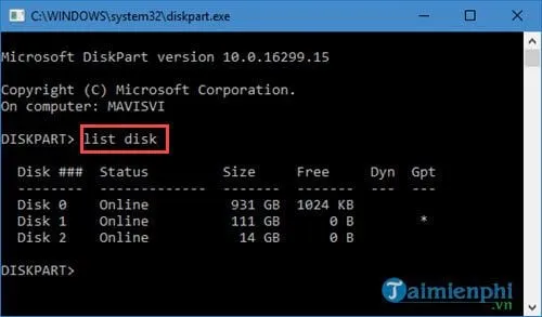 Liệt kê danh sách ổ đĩa hiện có