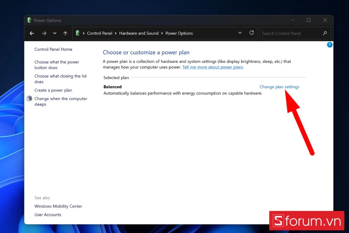 Thay đổi cài đặt nguồn