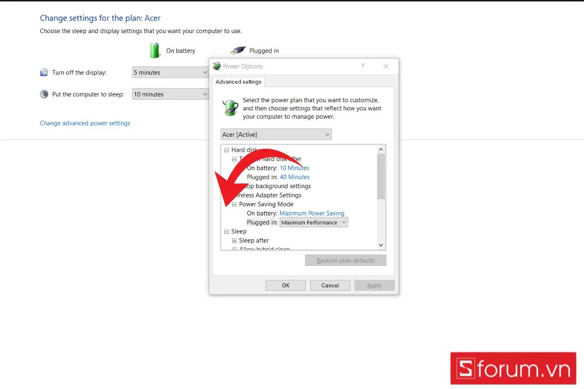 Đặt Maximum Performance