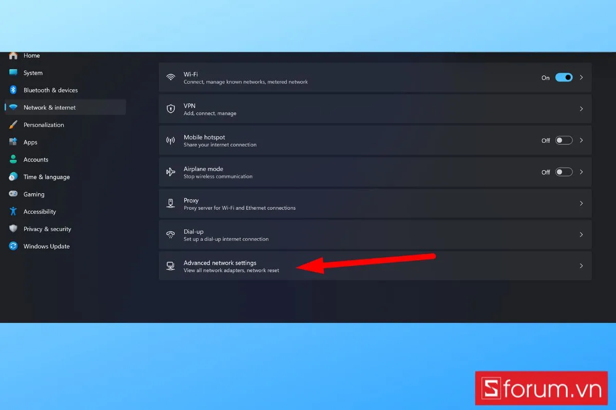 Chọn Advanced Network Settings
