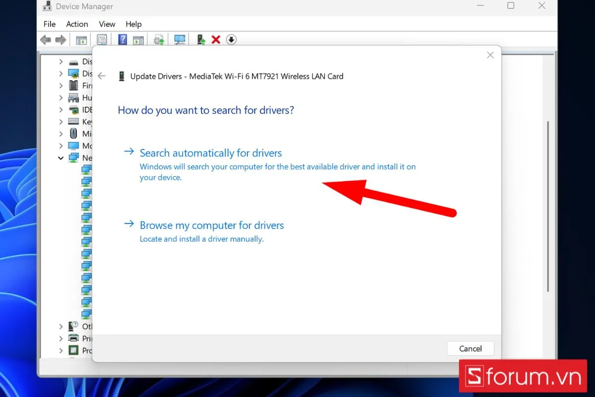 Tìm kiếm driver tự động