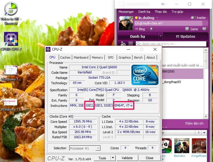 Giao diện CPU-Z hiển thị thông tin bộ vi xử lý