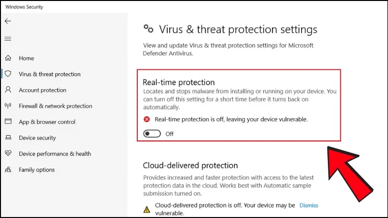 Chọn vào phần màu xanh để tắt (OFF)