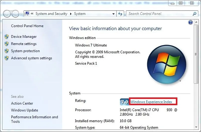 Bảng điều khiển System Properties