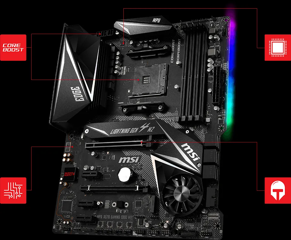 Bo mạch chủ MSI MPG X570 Gaming Edge WiFi với thiết kế hầm hố và tản nhiệt mở rộng