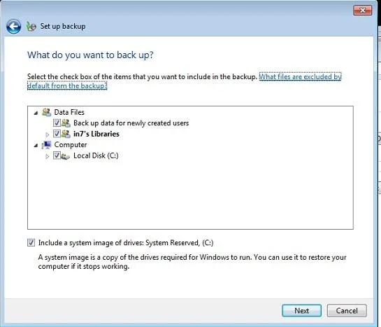 Xác nhận danh sách tệp tin và tạo hình ảnh hệ thống cho ổ đĩa C