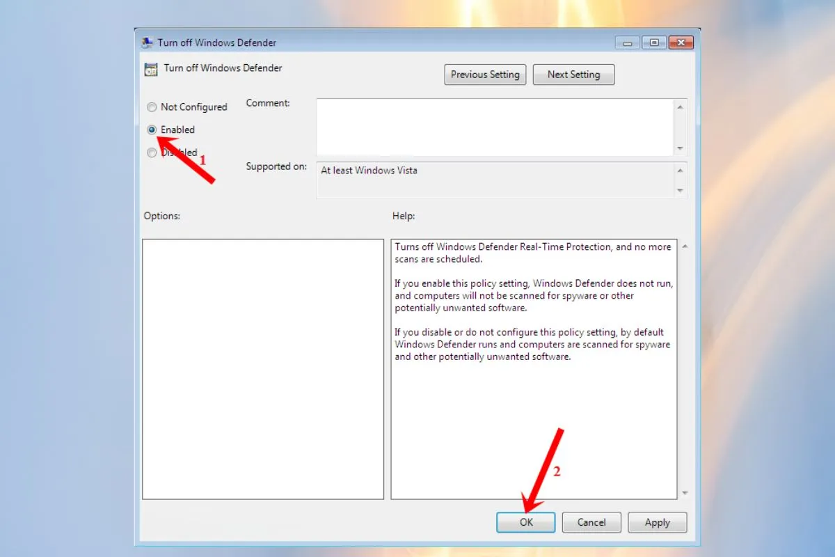 Xác nhận lưu các thay đổi đối với phần mềm diệt virus win 7