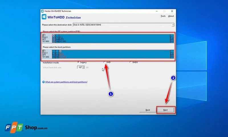 Xác nhận phân vùng hệ thống khi làm theo cách cài win không cần usb