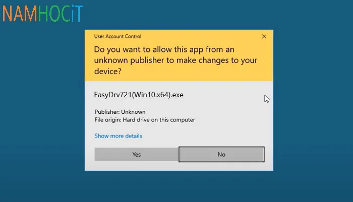 Xác nhận thông báo từ hệ thống để bắt đầu quá trình quét driver