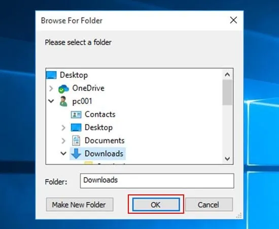 Xác nhận thư mục và chuẩn bị chọn video làm hình nền