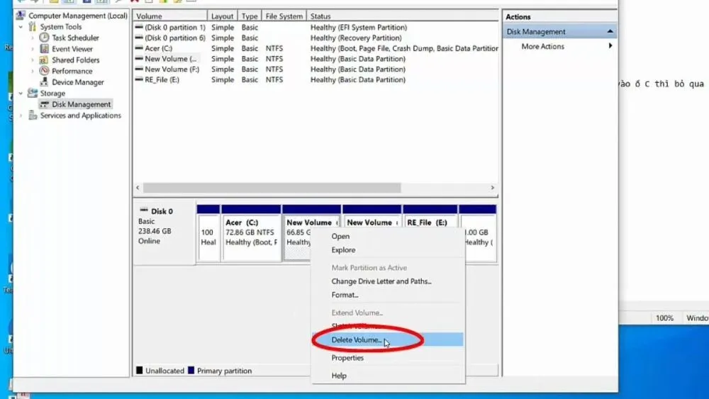 Xác nhận xóa phân vùng để tạo không gian trống lân cận ổ C