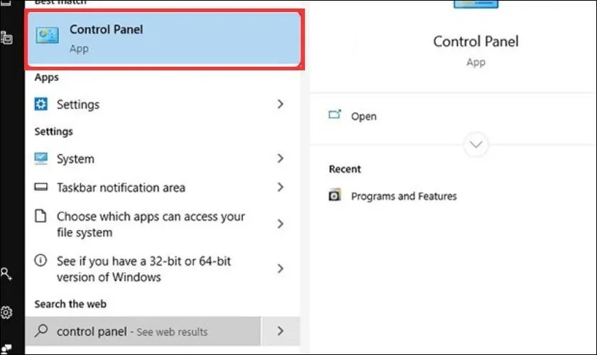 Mở Control Panel trên Windows 7