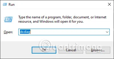 Nhập lệnh dxdiag vào giao diện Run để hiển thị bảng thông số kỹ thuật chi tiết