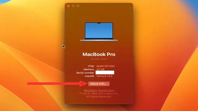 Cửa sổ thông tin về Chip, RAM và số Serial của Macbook khi kiểm tra nhanh