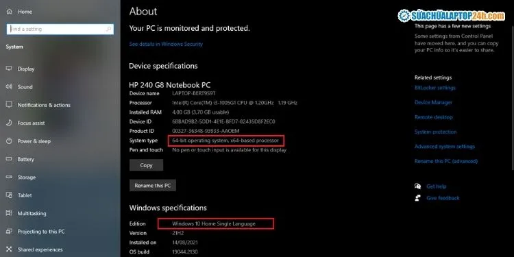 Xem chi tiết cấu hình và phiên bản Windows