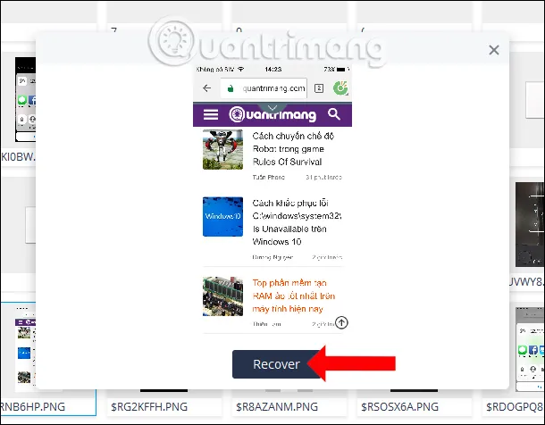 Xem file khôi phục trước khi tiến hành lưu lại vào ổ cứng