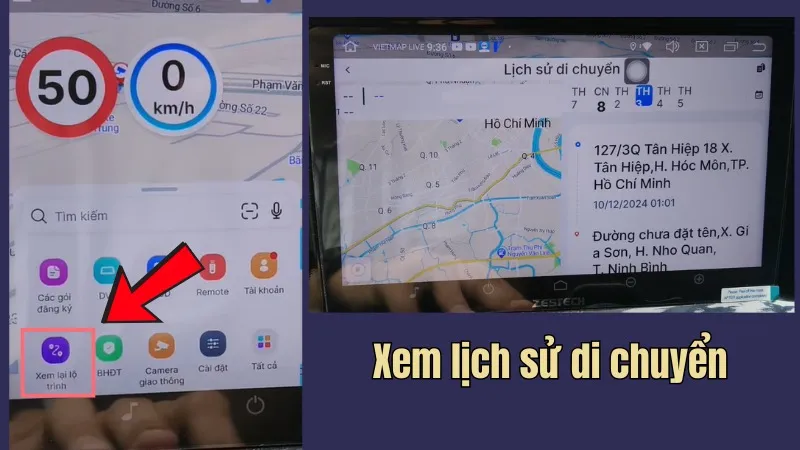 Xem lịch sử di chuyển