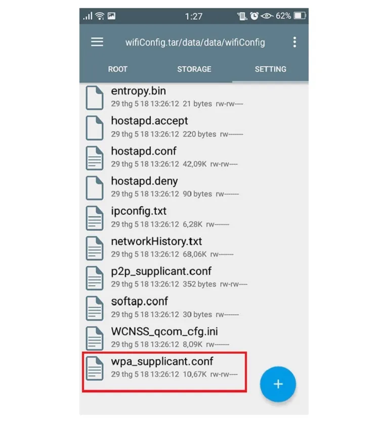 Tìm đến tệp cấu hình wpa_supplicant.conf để đọc mật khẩu