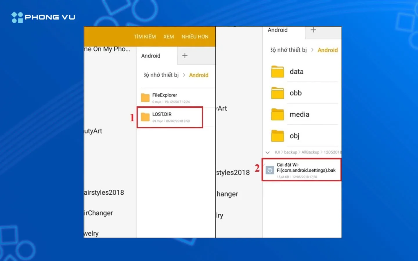Truy cập file cấu hình WiFi trong thư mục sao lưu để xem mật khẩu