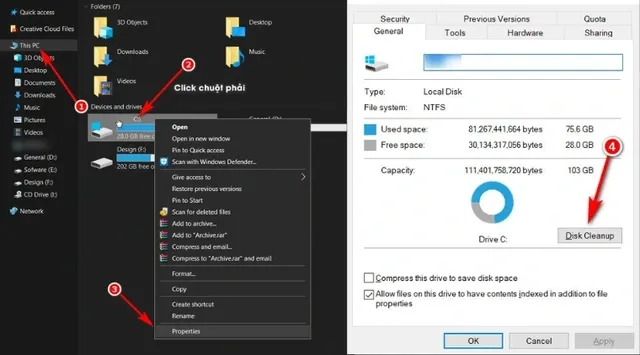 Xóa các tệp tin tạm thời