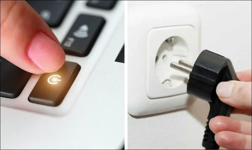 Tắt nguồn và tháo pin laptop