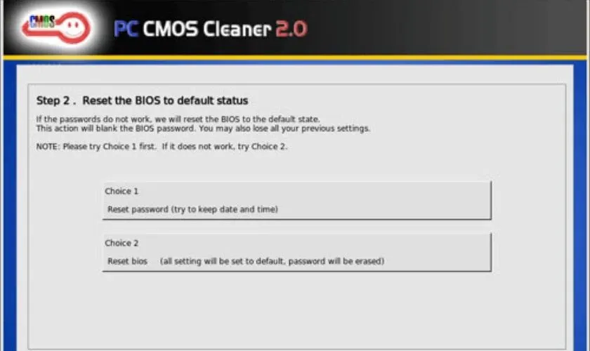 Giao diện tải PC CMOS Cleaner