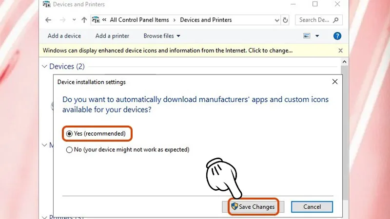 Lưu cài đặt tự động tải driver
