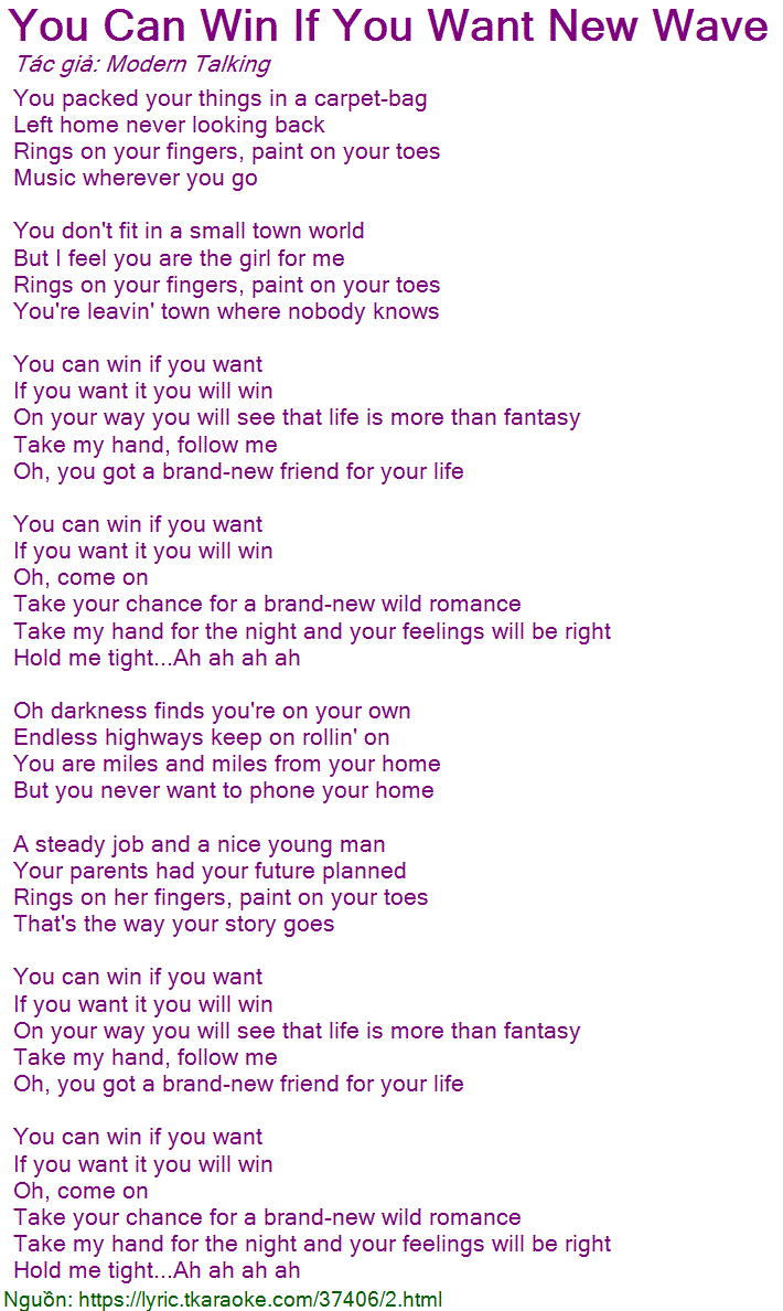Lời Bài Hát You Can Win If You Want Và Ý Nghĩa Sâu Sắc